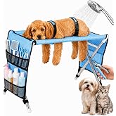 VKWJYOS Pet Grooming Hammock for Small Dogs with Stand, Dog Bathing Hammock | Foldable Dog Cat Hammock for Grooming, Aluminium Alloy Support, for Nail Trimming, Bathing &amp; Daily Care, Holds up to 30 lbs