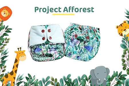 Superbottoms Plus UNO Reusable Cloth Diaper with 2 Organic Cotton Inserts (One Dry-Feel Insert and One Booster) [Day & Night Use] (for Babies-5 KG- 17 KG) (Project Afforest)