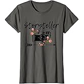 Photographer Story Plate Vintage Floral Camera Photography T-Shirt