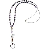 Hidden Hollow Beads Women's Unique Artisitc Beaded Lanyard Strong Breakaway Clasp for ID Badge Card Holder Teacher Cruise Keys Keychain