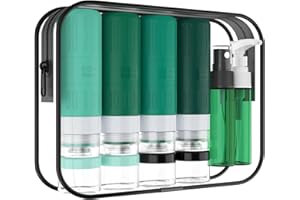 GLAMFIELDS Travel Bottles for Toiletries,TSA Approved 3.3oz Size LeakProof Silicone Toiletry Containers for Shampoo, Conditioner,Easy to Squeeze，Portable Travel Essentials for Lotion(18 Pack) Green
