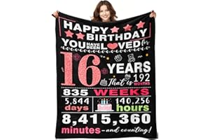 YPURTSD Sweet 16 Gifts for Girls - 16th Birthday Gifts for Girls - 16 Year Old Girl Birthday Gift Ideas - Bday Presents for 16-Year-Old Teenager Girly - 16 Bday Decorations for Girl Blanket 50"x60"