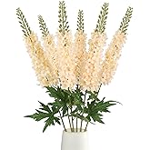 ICBOX 6PCS Champagne Snapdragon Artificial Flowers 29.5" Long Stem Delphinium Silk Faux Flowers Bulk for Tall Vase Wedding Home Garden Decor (Champagne)