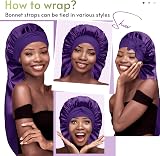 BONNET QUEEN Silk Bonnet for Sleeping Long Hair & Braids Dark Purple view 4