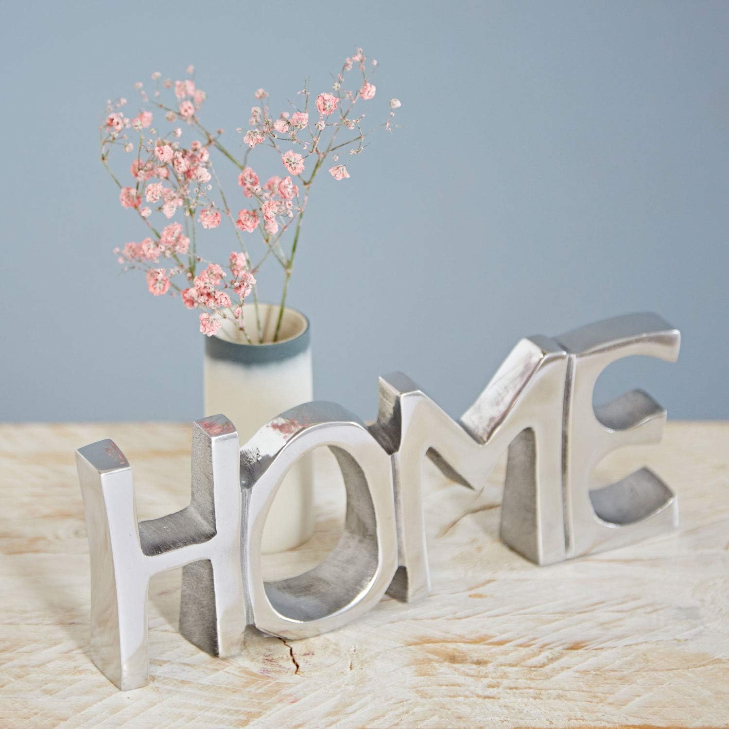Recycled Metal 'HOME' Sign, silver, 22 x 8 cm - Image 3