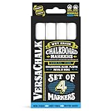 White Liquid Chalk Markers (4-pack) by VersaChalk - For Chalkboard Signs, Blackboards, Glass, Windows