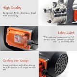 VEATON 1200W Portable Garden Booster Jet Pump 3500L/H 46m Lift 4.6 bar view 6