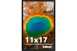 Veleclo 11x17 Picture Frame for Wall Display, 11x17 Black Picture Frame with Shatter Resistant Plexiglass, Stable and Sturdy 11 x 17 Poster Frame for Wall Display, Handpicked Gift Collection, 1 Pack