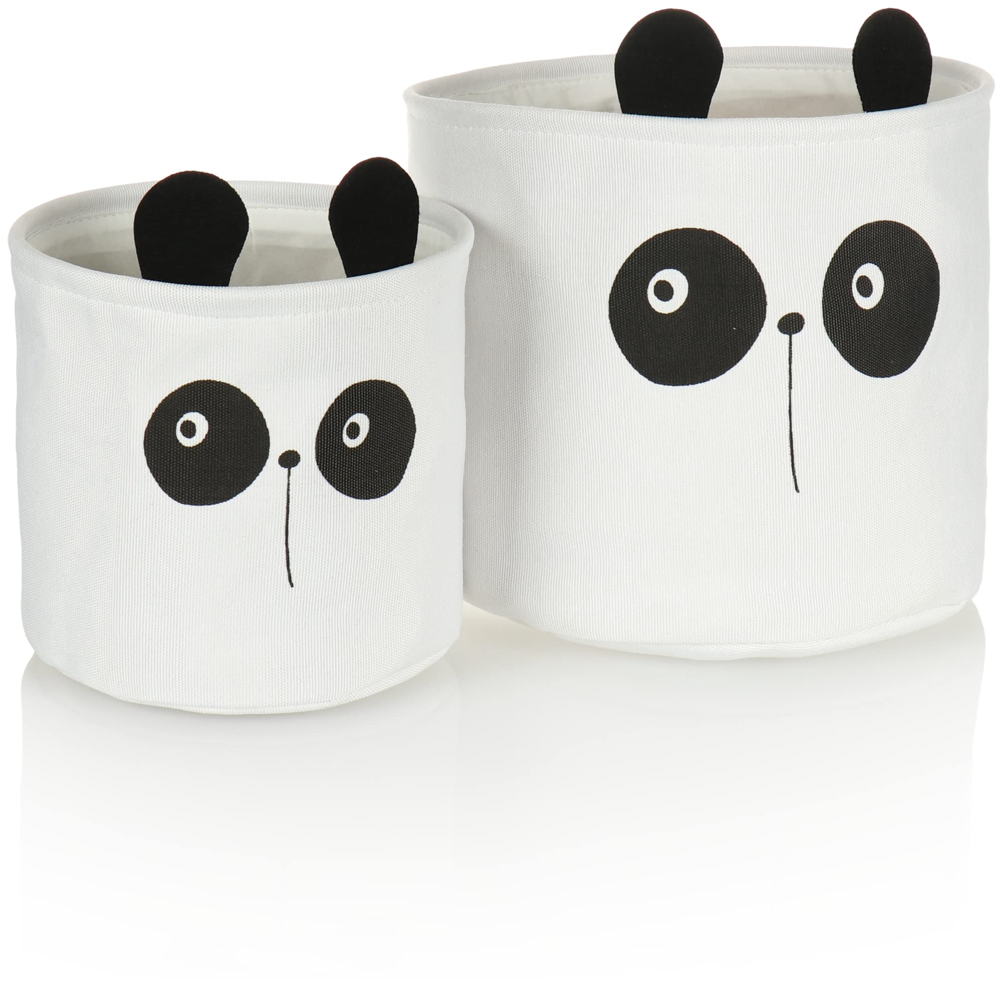 com-four® 2-piece set of storage baskets Panda - baskets for baby products, books or toys - storage bags without lid - children's room (2 piece - black/white)
