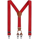 AWAYTR Kids Boys Adults Suspenders - 4 Sizes Sturdy Metal Clips Elastic Adjustable Suspender