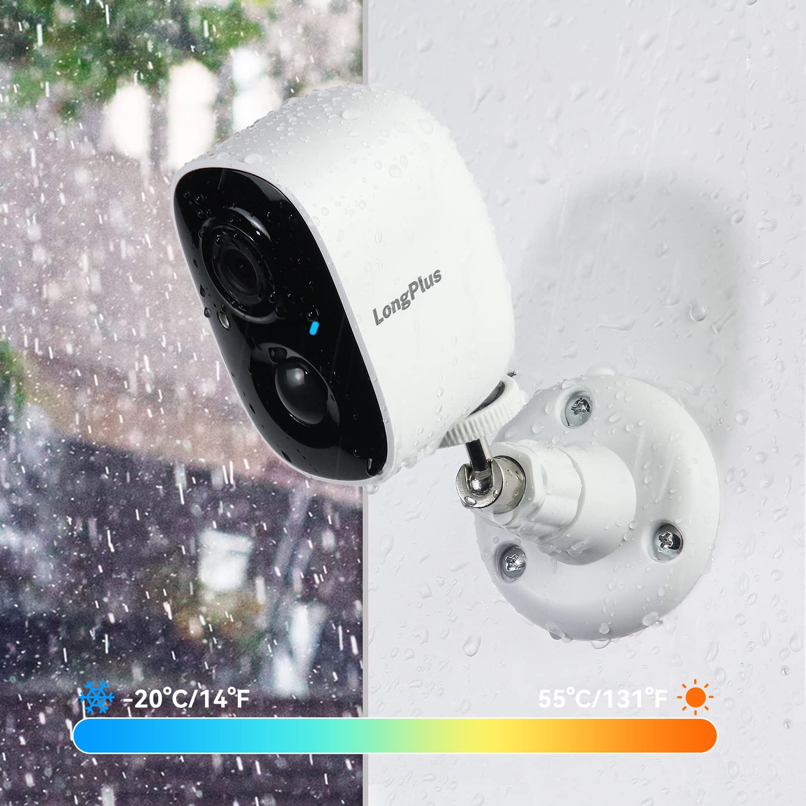 LongPlus Security Cameras Wireless Outdoor for Home , 1080P Battery , WiFi Camera with AI Detection, Color Night Vision,Spotlight,2-Way Talk,IP65 Waterproof,Only2.4Ghz