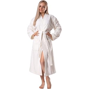 BAGNO MILANO Certified Organic Turkish Cotton Soft Kimono Woman Bathrobe