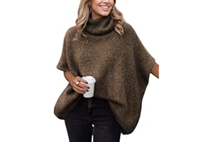 Ynhonra Womens Turtleneck Short Batwing Sleeve Sweater Knitted Oversized Chunky Dolman Tops