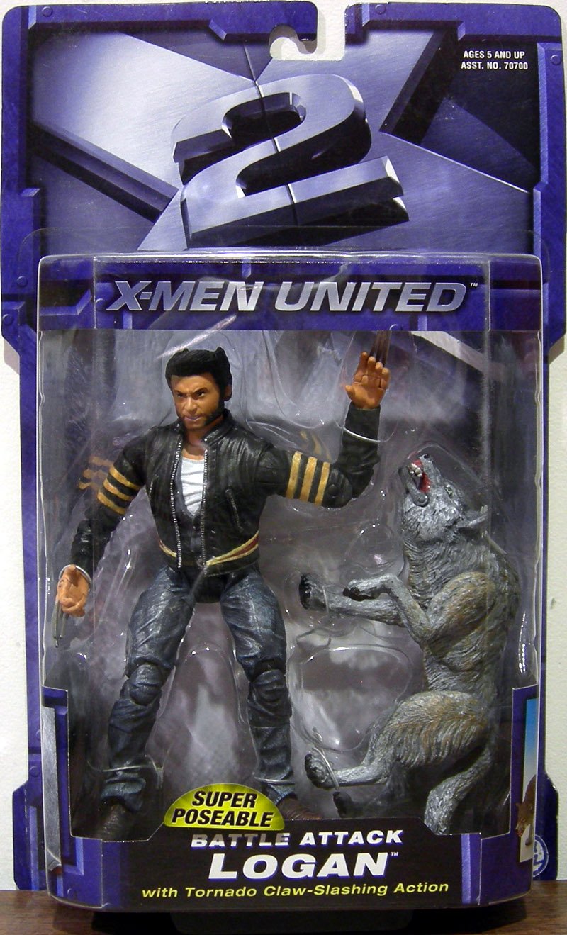 Marvel Comic Books Xmen X2 Movie Super Poseable Action Figure Battle Attack Logan