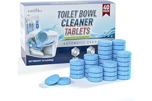 ENTFLHS Toilet Bowl Cleaner Tablets 40 Pack, Long-Lasting Drop-in Tank Tablets with Sustained-Release Technology, Fight Tough Stains & Odors, Household & Commercial Use, Compatible with Most Toilets-Automatic