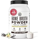 32oz Vanilla Bone Broth Protein Powder From Grass Fed Beef - Non-GMO Ingredients, Gut-Friendly, Low Carb Dairy Free Protein Powder - Natural Collagen Source For Joint Support - Keto Friendly