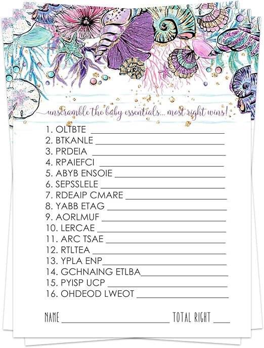 mermaid baby shower game ideas