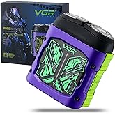 VGR 344 Mini Electric Shaver - USB Rechargeable Dual-Ring Rotary Razor, Portable IPX6 Wet/Dry Waterproof Face Shavers for Men, 8000 RPM Travel Electric Razor with Magnetic Cutter, Purple
