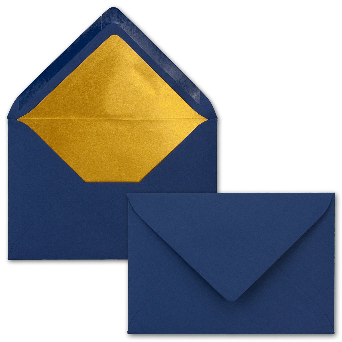 NEUSER PAPIER Envelopes Night Blue - 100 pieces - letter envelopes DIN C6-114 x 162 mm - 11.4 x 16.2 cm - wet glue - matt surface & gold metallic lining - without window - for invitations
