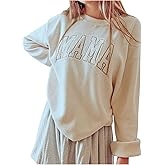 winkbay Women's Letter Embroidered Crewneck Sweatshirt Dressy Casual Long Sleeve Loose Pullover Tops