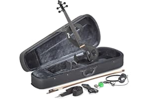 Stagg EVN 4/4 MBK Silent Violin Set with Case, Metallic Black