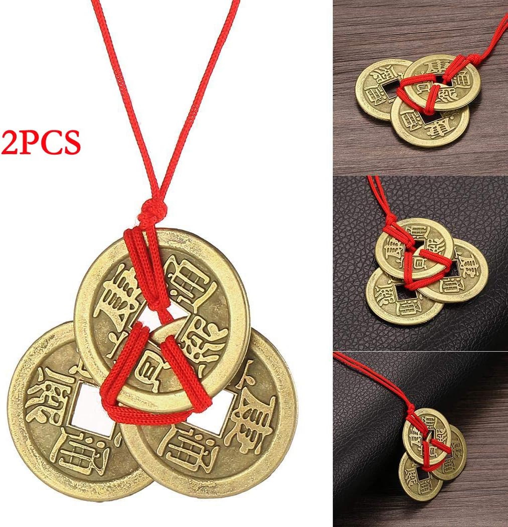 Didade 2 Sets Chinese Feng Shui Coins for Wealth and Success Amulet Coins (2PCS)