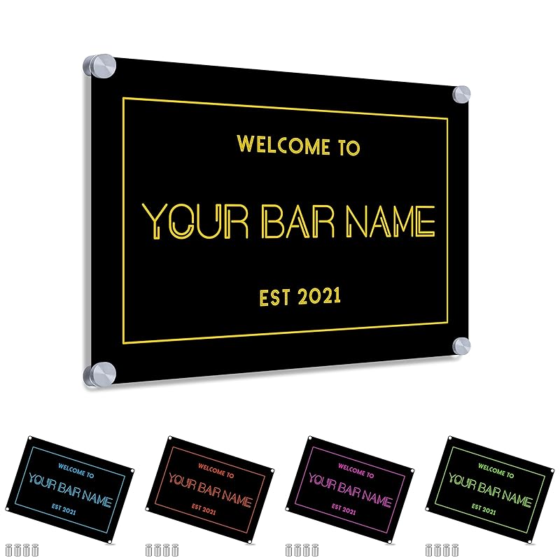 Personalised Minimalist Bar Sign for Home Bar Indoor Outdoor Bar Accessories (Blue) Amazon.co