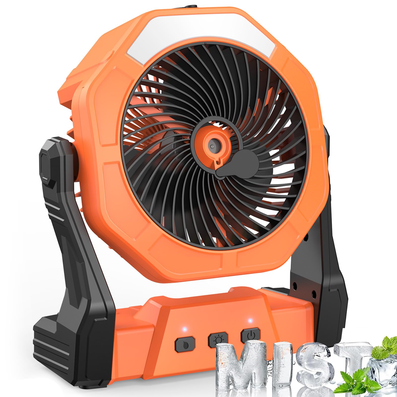 Ausic Portable Misting Fan for Outdoor Cooling, [24-90Hrs] Battery Powered Mist Fans with Water Misters & LED Lantern, 8-Inch, 250mL Tank, for Patios, Home, Outside, Camping, Outdoor&Indoor Use