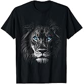 Lion Animal Motif Blue Eyes Artwork Lion T-Shirt