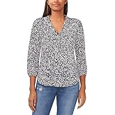 Vince Camuto 3/4 Sleeve V-Neck Rumple Blouse