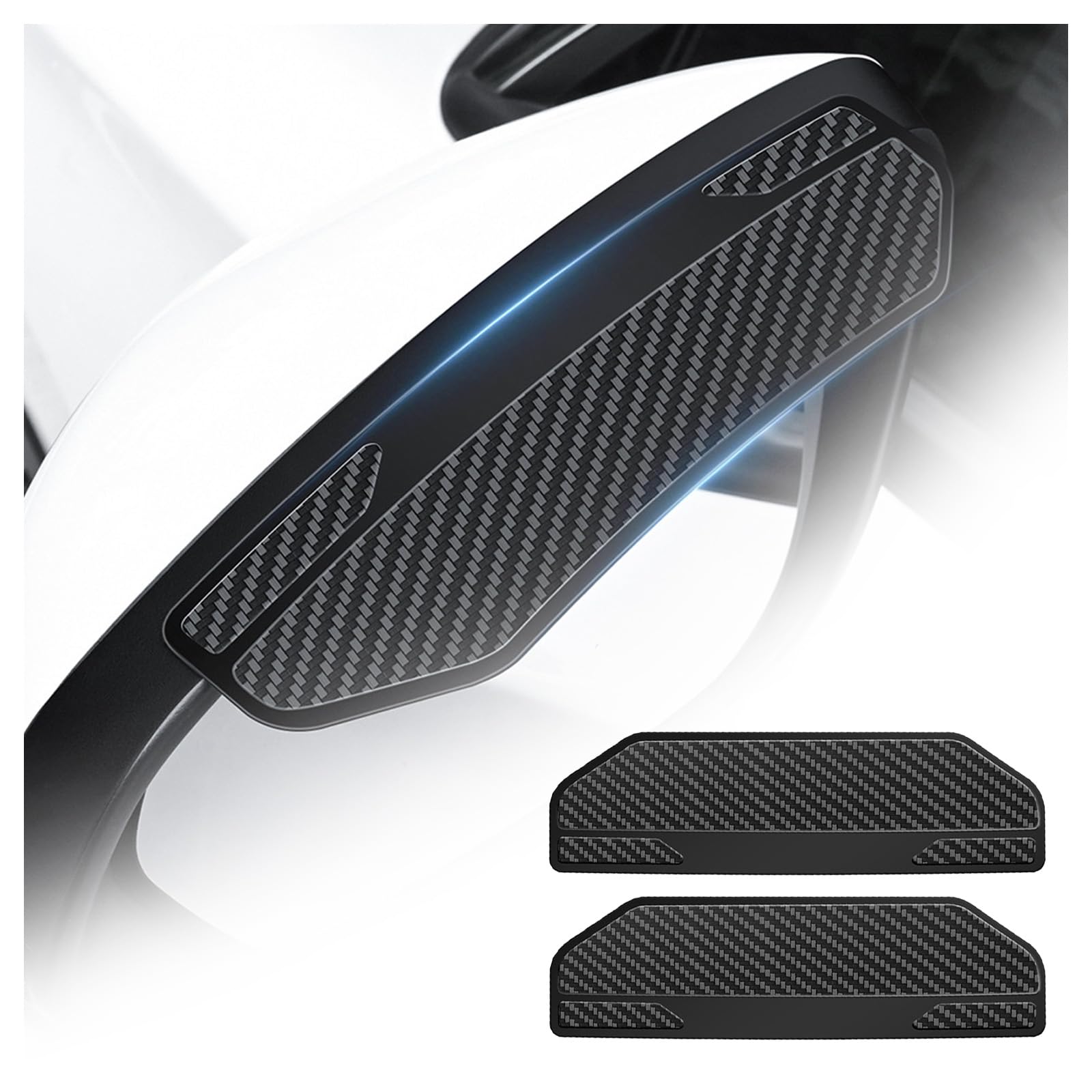 Photo 1 of 2PCS Snap-on Car Side Mirror Rain Guard,Upgraded Side Mirror Covers for Rainproof with Carbon Fiber Texture & Extended Design,Stylish Sides Mirrors Rain Guards for Cars