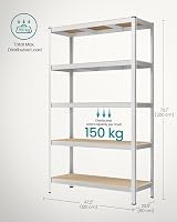 SONGMICS 5-Tier Steel Shelving Unit 60 x 120 x 200 cm Boltless 750 kg Silver view 7