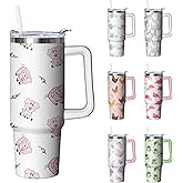 Kearscupra 30 oz Pig Tumbler with Handle and Straw, Insulated Stainless Steel Cup with Lid, Travel Coffee Mug Water Bottle, Gifts for Woman Animal Lovers