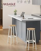 VASAGLE Bar Stools Set of 2 74 cm High Oak White Metal Frame Footrest view 2