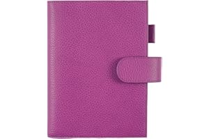 Moterm Leather Cover for Stalogy B6 - with Back Pocket, Pen Loop and Card Slots (Firm Pebbled-Fuchsia Rose, B6+)