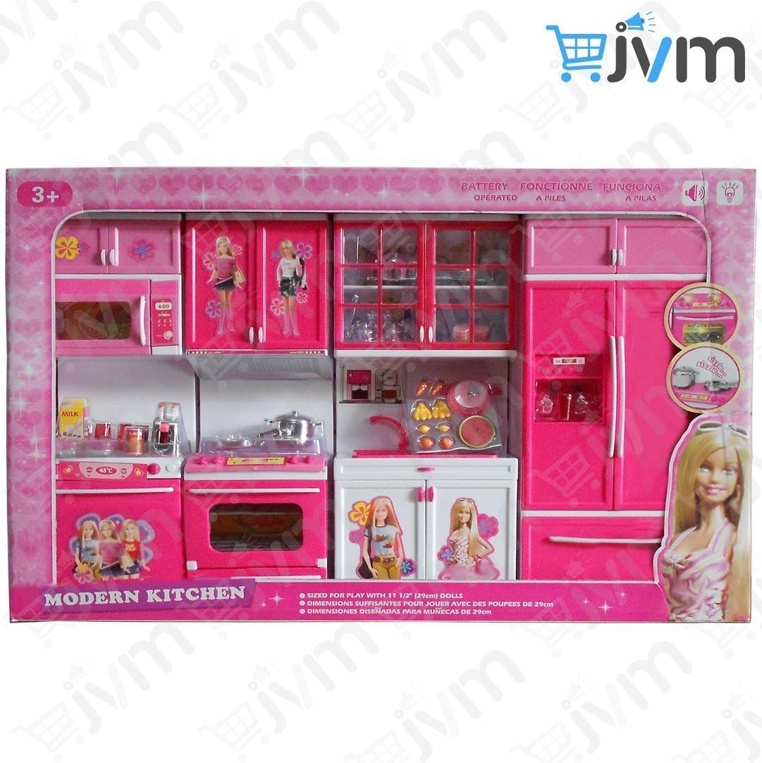 JVM Plastic Dream House Kids Battery Operated Kitchen Set with Light and Sound Carry Case - 4 Pieces
