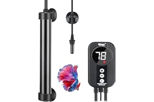 hygger Marine Aquarium Heater 100W,Titanium Heater with Digital LED Controller & Temperature Probe,Submersible Fish Tank Heater with Temperature Calibration,for Saltwater Freshwater Tank 15-20Gallon
