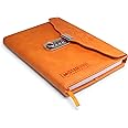Stargood Innovation Diary with Lock Password Personal Secret A5 Journal Notebook with Soft PU Leather Cover Refillable Pages (8.6 x 6.4 inch,162 Pages) (Amber Orange)