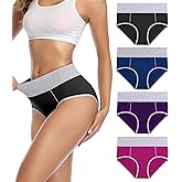wirarpa Women's Cotton Underwear High Waist Breathable Briefs Soft Underpants Ladies Stretch Panties 4 Pack