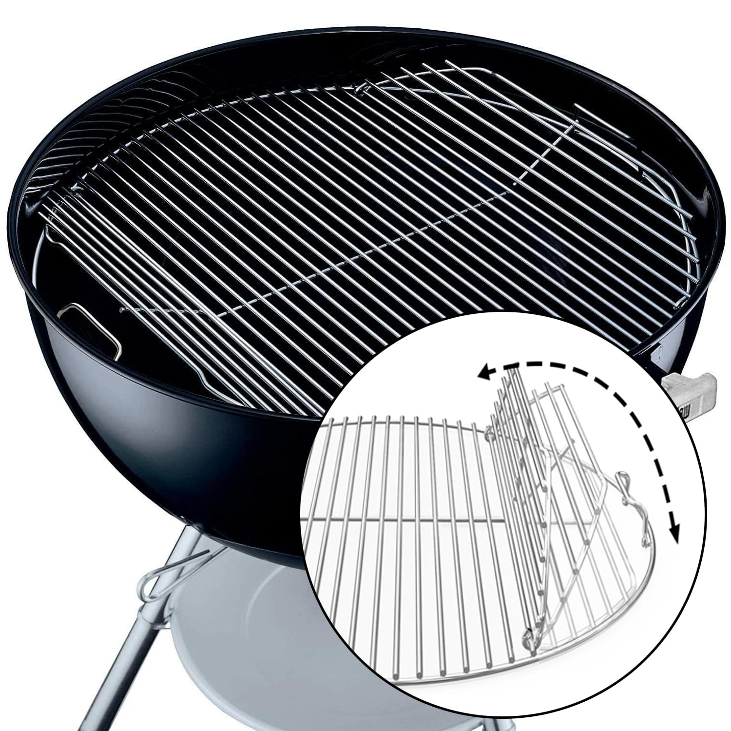 54,6cm 7436 Grillrost Rund Klappbarem für Weber 57cm Holzkohlegrills, Grillrostersatzteil für Weber One-Touch, Performer,Bar-B-Kettle and Master-Touch,Smokey Mountain Cooker Smoker,Ersatzteile Zubehör 4