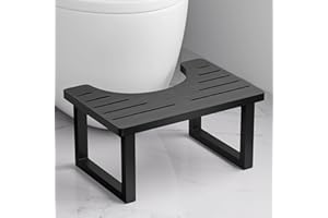 NomNest Squatting Toilet Stool, 7 Inch Bamboo Potty Stool for Adults, Ergonomic Non-Slip Poop Stool, Portable Foot Step Stool for Bathroom-Black