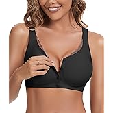 Gailife V Neck Jelly Front Closure Bras for Women Wireless Full Coverage Mastectomy Bralettes Seamless Everyday Bra