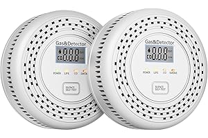 SOEWOLIT 2-Pack Smoke Detector Carbon Monoxide Detector Combo,Combination Smoke and Carbon Monoxide Detector with Display,Essential CO Alarm with Battery