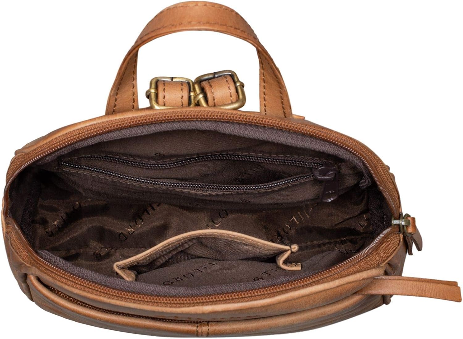 STILORD "Charlotte" Elegant Vintage Ladies Backpack Leather Small Vintage Purse City Shopping Rucksack Daypack Genuine Leather Colour:taranto - Image 3