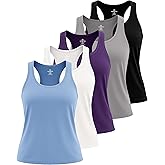 Real Essentials 5 Pack: Women's Racerback Tank Top Dry-Fit Athletic Performance Yoga Activewear (Available in Plus Size)