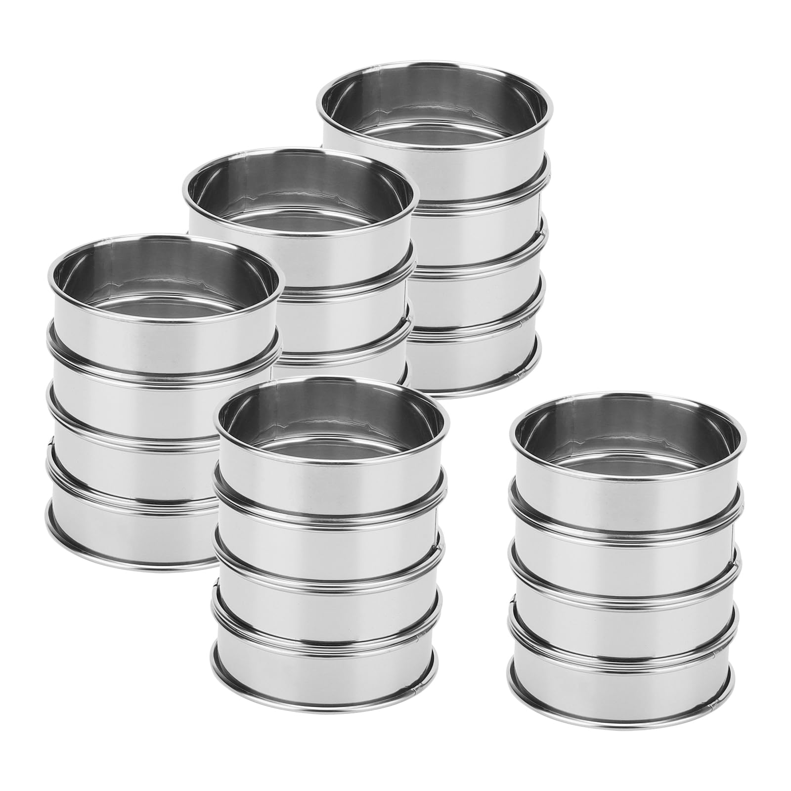 JOIKIT 20 Pcs Crumpet Rings, Non Stick 3 Inch English Muffin Rings, 8cm Mousse Rings, Stainless Steel Double Rolled Tart Ring for Baking