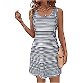 SOLY HUX Women's Striped Tank Dress Scoop Neck Sleeveless Summer Short Dresses