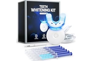 IMOSTY Teeth Whitening Kit, LED Teeth Whitening Light with 6 X 3ml Carbamide Peroxide Teeth Whitening Gel, Included 2 Mouth Trays & Tray Case and Brush, Safe Enamel, Fast and Gentle Teeth Whitening