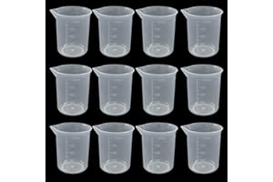 Waziaqoc 12 Pack 100ml/3.4oz Plastic Graduated Beaker, Transparent PP Measuring Cup Mixing Cup for Kitchen Lab