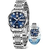 OLEVS Luxury Ladies Watches,Women's Watch with Day and Date,Female Watch for Small Wrist,Gold Stainless Steel Watches for Women,Easy Read Ladies Wrist Watches Waterproof(Adjustable Strap